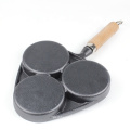 mini egg cast iron skillet divided frying pan with wood handle